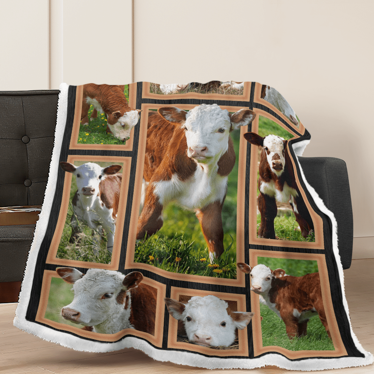 Cow Hereford Calves Blanket Quilt - Sherpa Blanket