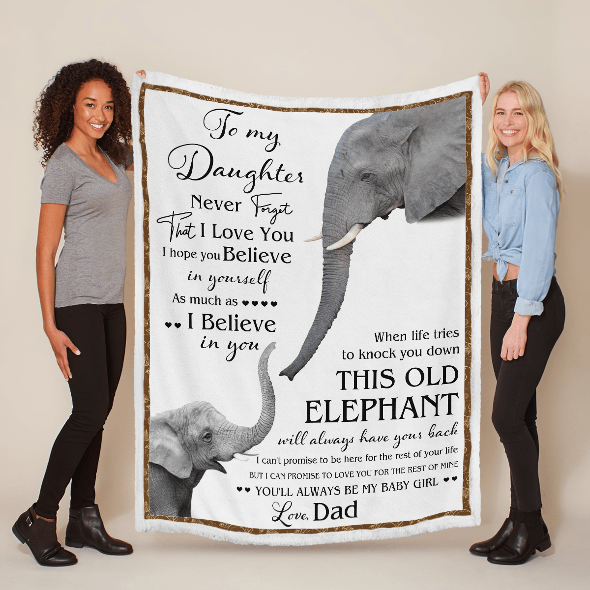 To My Daughter This Old Elephant Quilt Fleece Blanket Bundle Quilt - Sherpa Blanket
