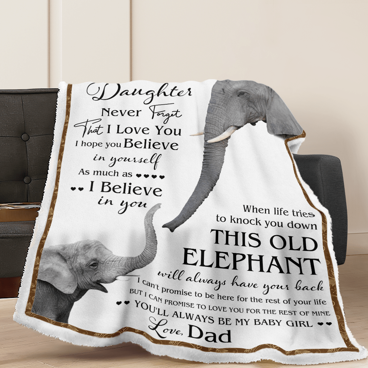To My Daughter This Old Elephant Quilt Fleece Blanket Bundle Quilt - Sherpa Blanket