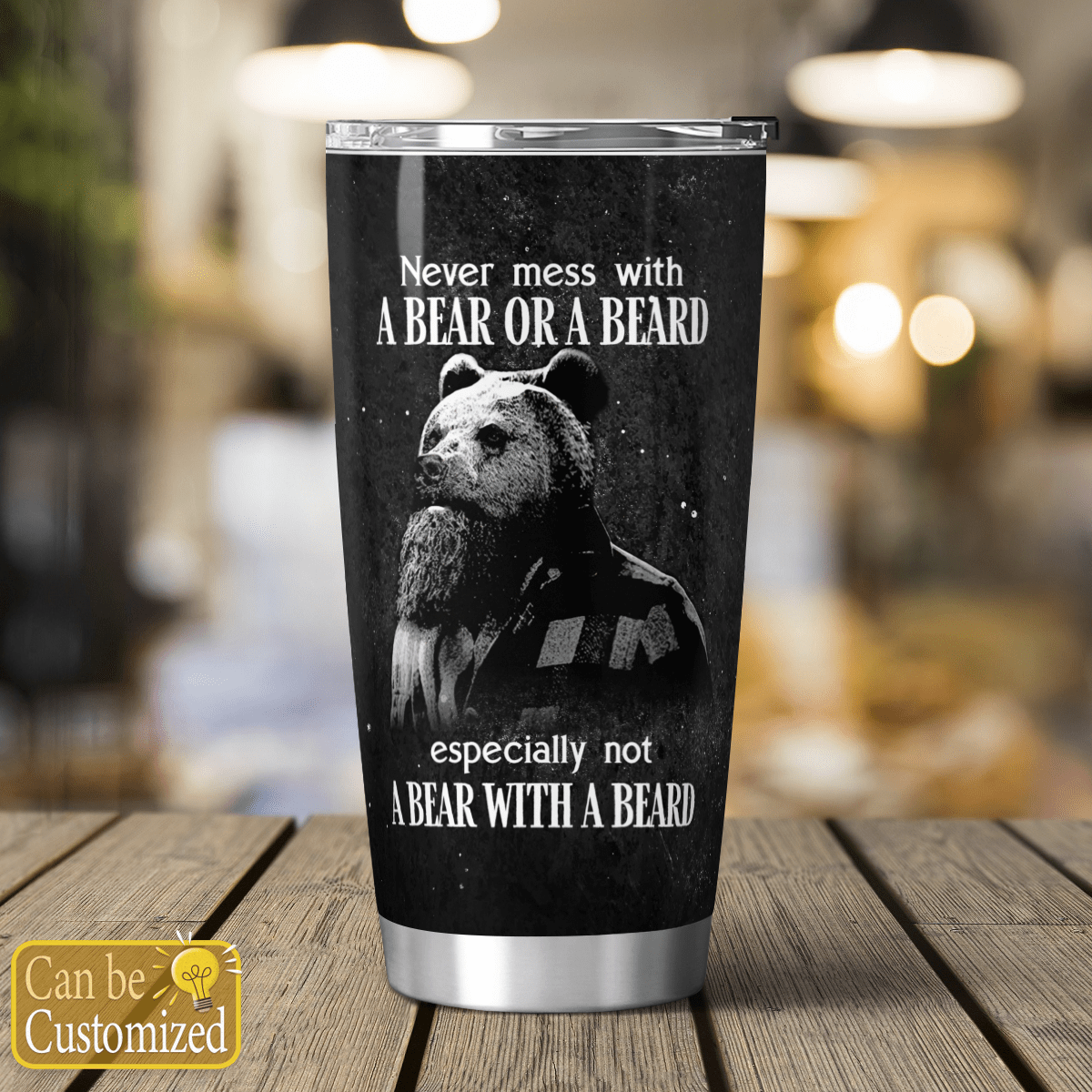 Beard Bear Never Mess With Nutrition Facts Personalized Stainless Steel Tumbler