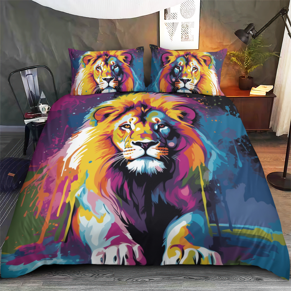 Lion Bedding Set - Lion Duvet Cover & Pillow Case