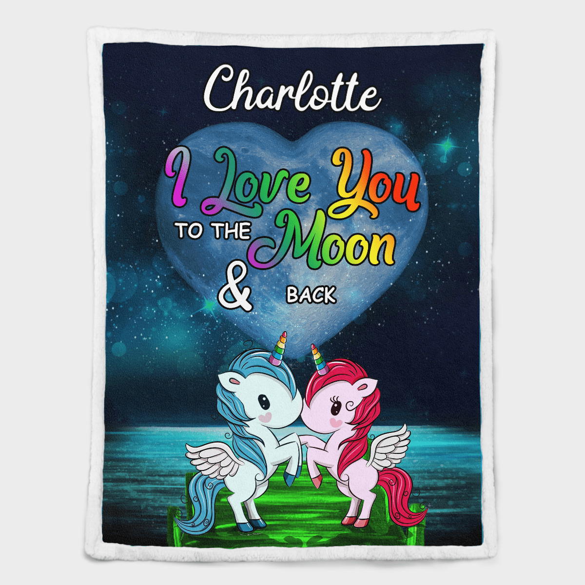 Charlotte I Love You To The Moon Quilt Fleece Blanket Bundle Quilt - Sherpa Blanket