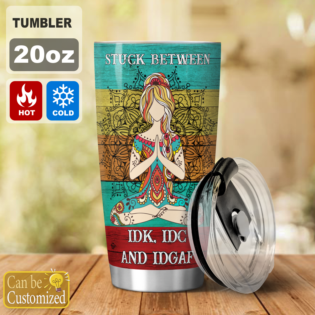 Hippie IDK IDC IDGAF Personalized Stainless Steel Tumbler