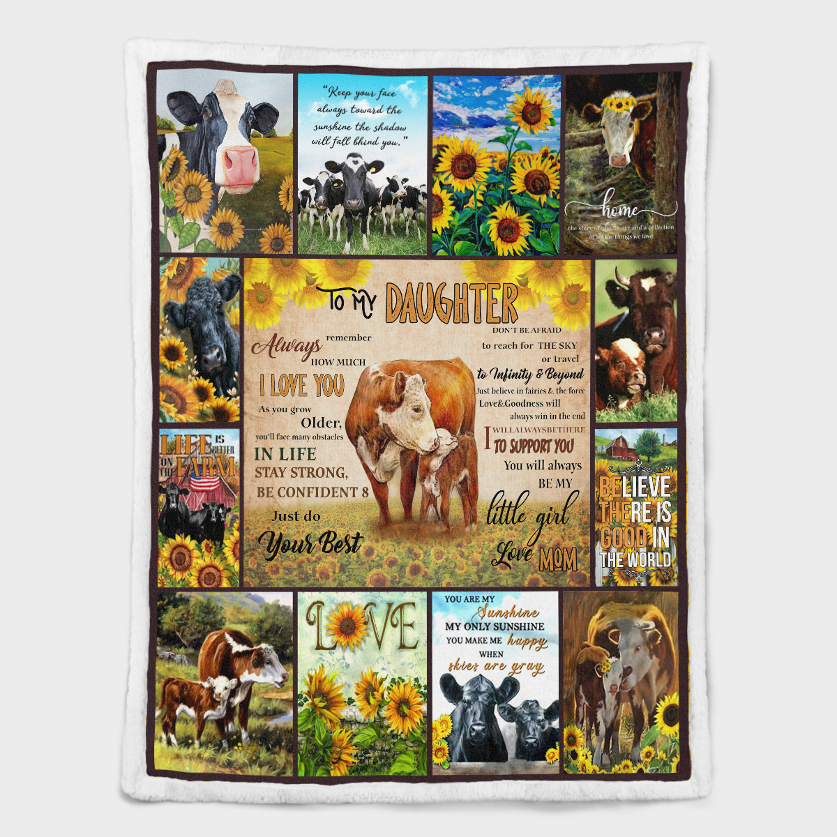 To My Daughter Cow-sherpa BLANKET Quilt - Sherpa Blanket