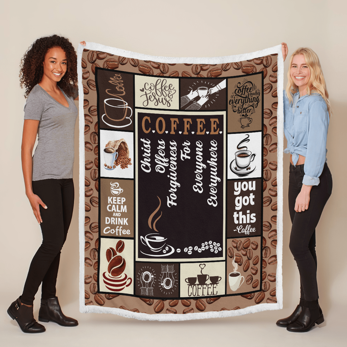 Coffee Blanket Quilt - Sherpa Blanket