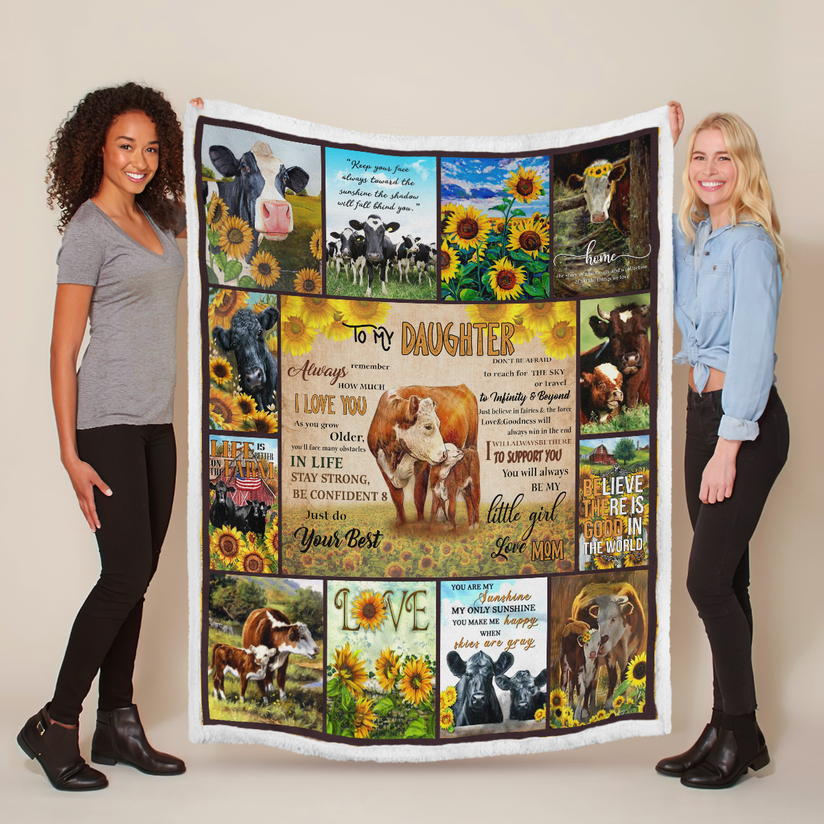 To My Daughter Cow-sherpa BLANKET Quilt - Sherpa Blanket