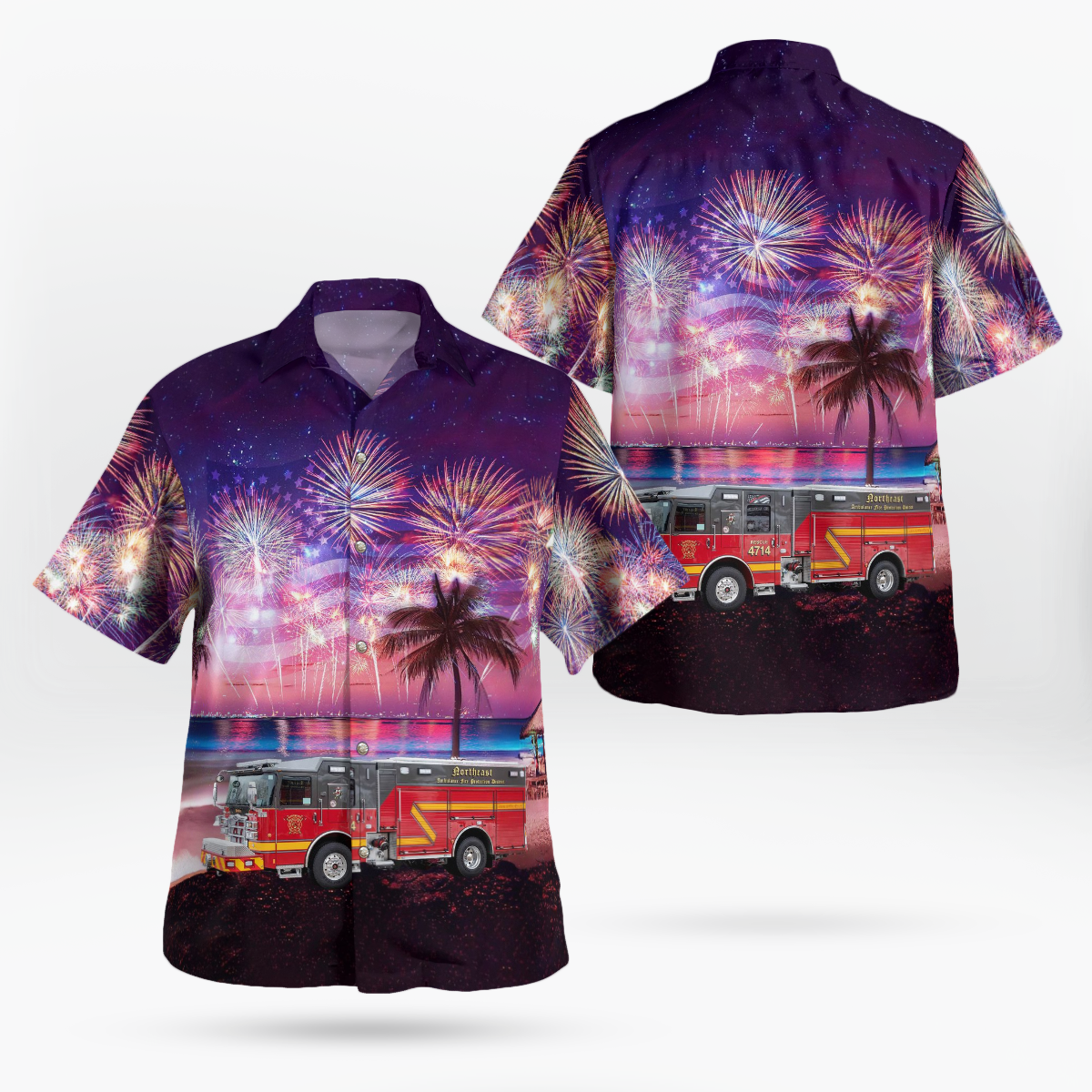 St. Louis, Missouri, Northeast Ambulance & Fire Protection District, 4th Of July Hawaiian Shirt DLHH1605PD03