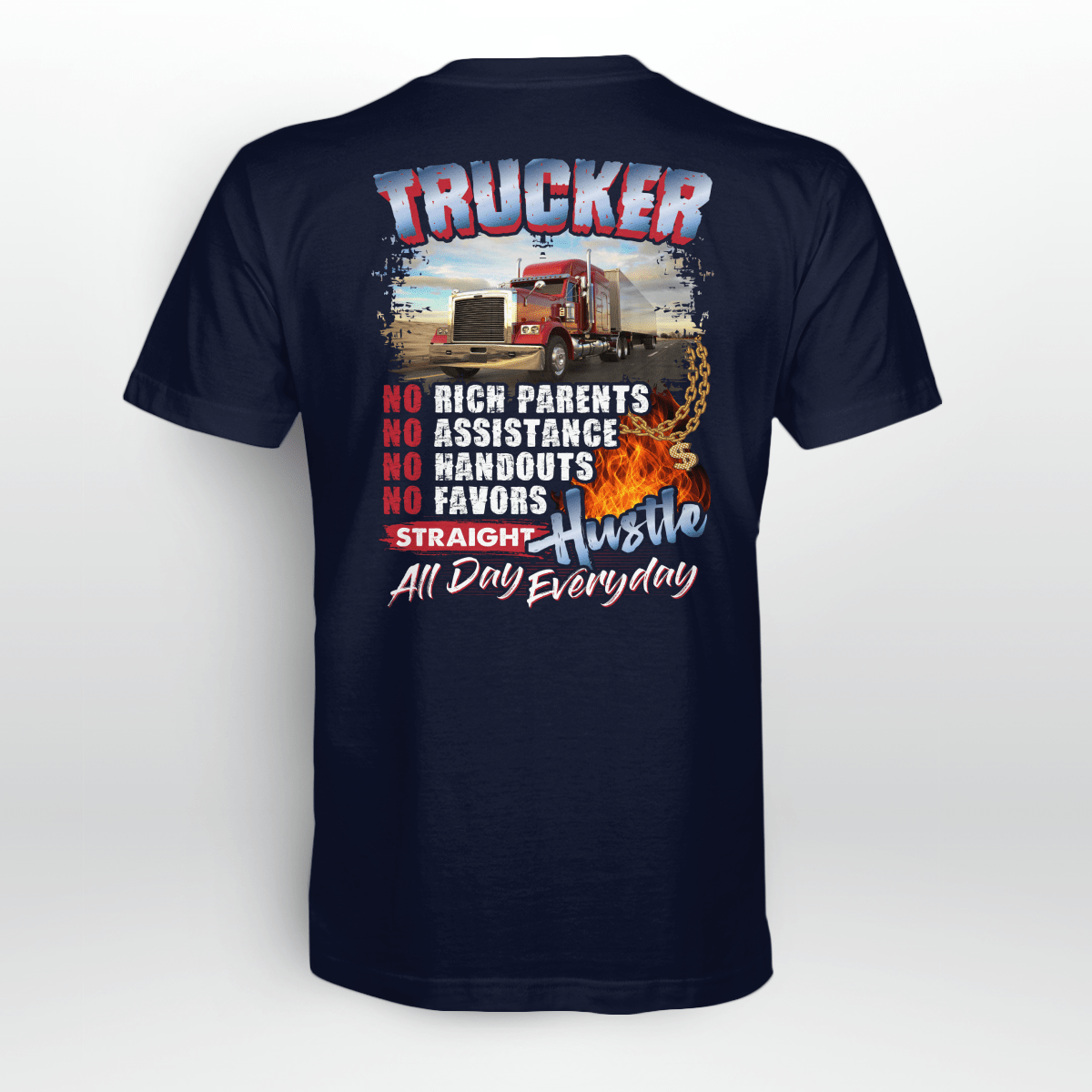 Trucker hustle all day everyday-T-Shirt -#M020523HUSTLE1BTRUCZ6