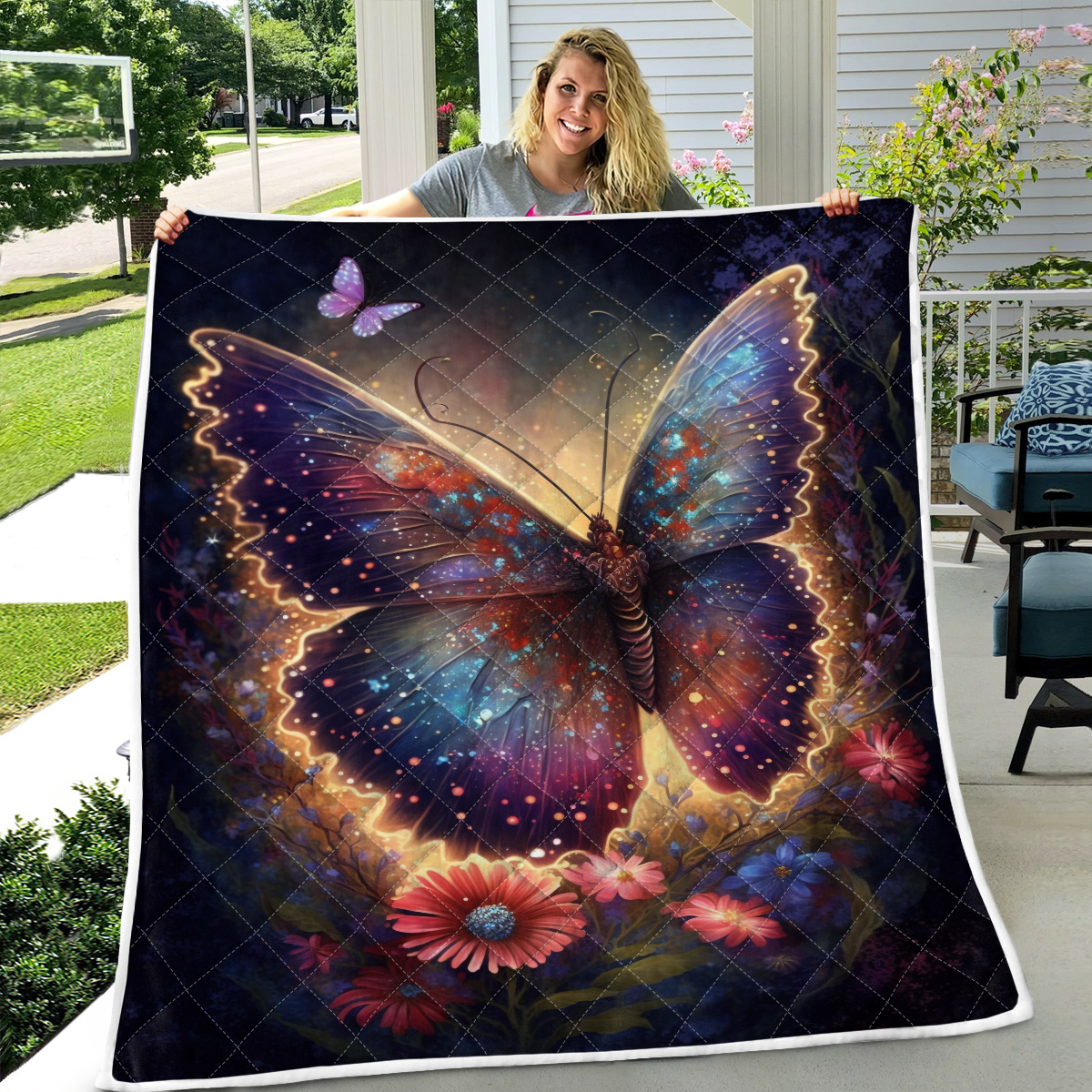Butterfly And Flowers Quilt